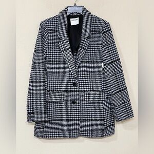 Old Navy Women’s Black & Gray 2 Button Plaid Soft-Brushed Collared Blazer s M